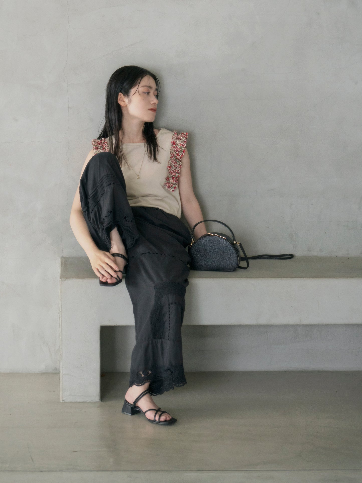 【手洗い可】【Made in India】パッチワークエンブロイダリーパンツ-short & regular　[通常]