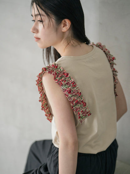 【COHINA MADE WITH LIBERTY FABRIC】フリルスリーブカットソー　[通常]