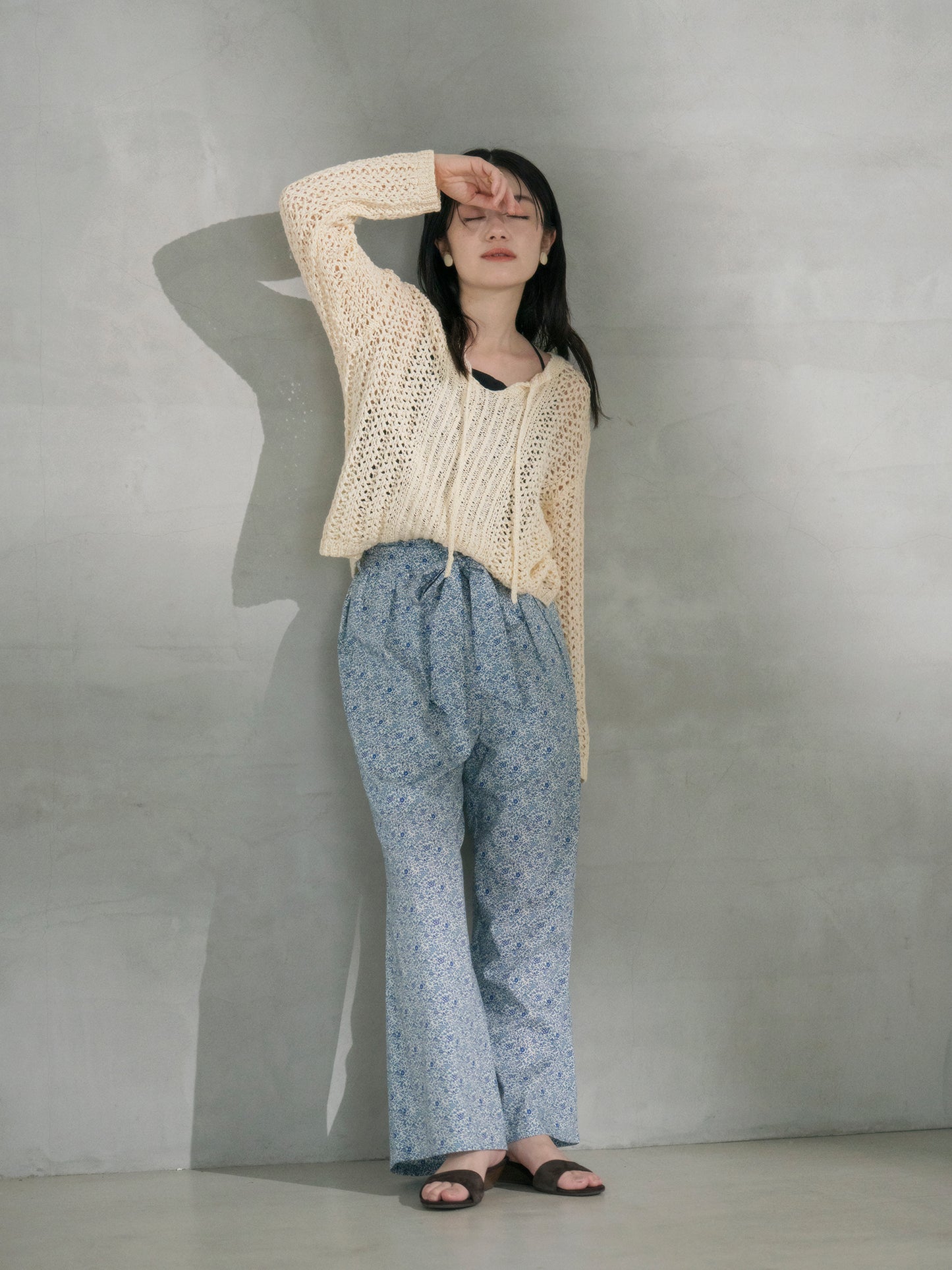 【COHINA MADE WITH LIBERTY FABRIC】リボンベルトイージーパンツ-short & regular　[通常]