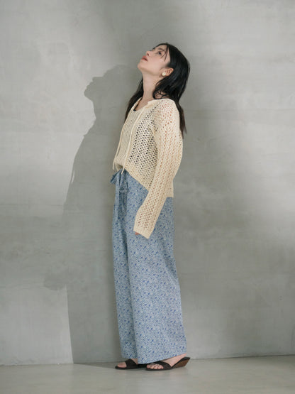 【COHINA MADE WITH LIBERTY FABRIC】リボンベルトイージーパンツ-short & regular　[通常]