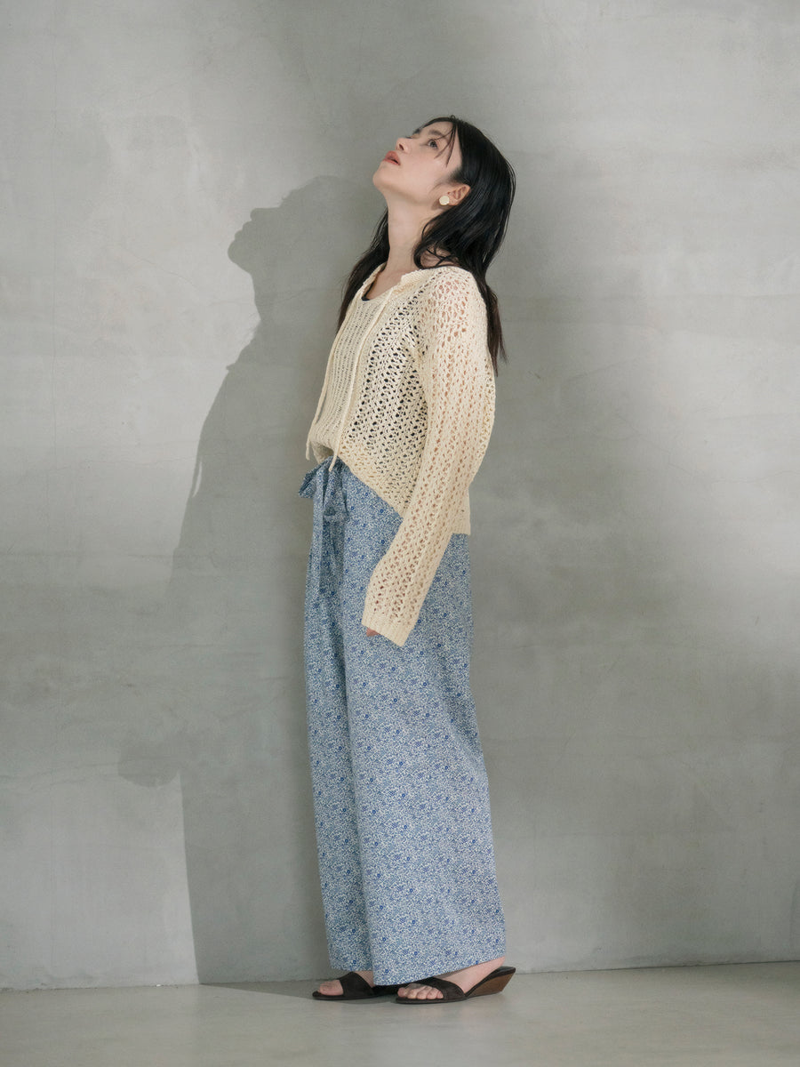 【COHINA MADE WITH LIBERTY FABRIC】リボンベルトイージーパンツ-short & regular　[通常]