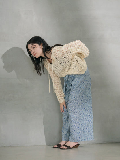 【COHINA MADE WITH LIBERTY FABRIC】リボンベルトイージーパンツ-short & regular　[通常]