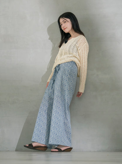 【COHINA MADE WITH LIBERTY FABRIC】リボンベルトイージーパンツ-short & regular　[通常]