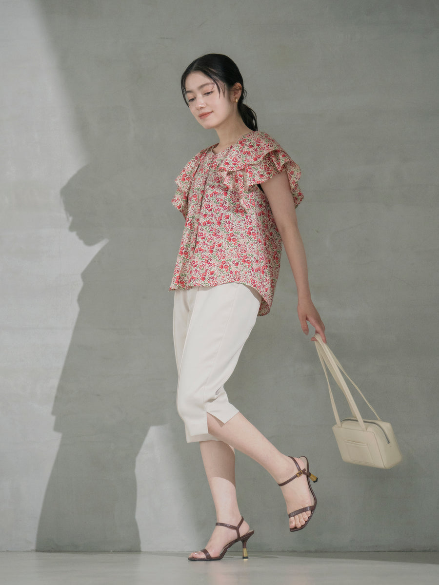 【COHINA MADE WITH LIBERTY FABRIC】ラッフルスリーブブラウス　[通常]