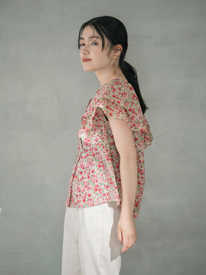 【COHINA MADE WITH LIBERTY FABRIC】ラッフルスリーブブラウス　[通常]