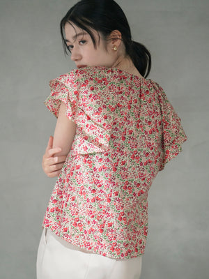 【COHINA MADE WITH LIBERTY FABRIC】ラッフルスリーブブラウス　[通常]