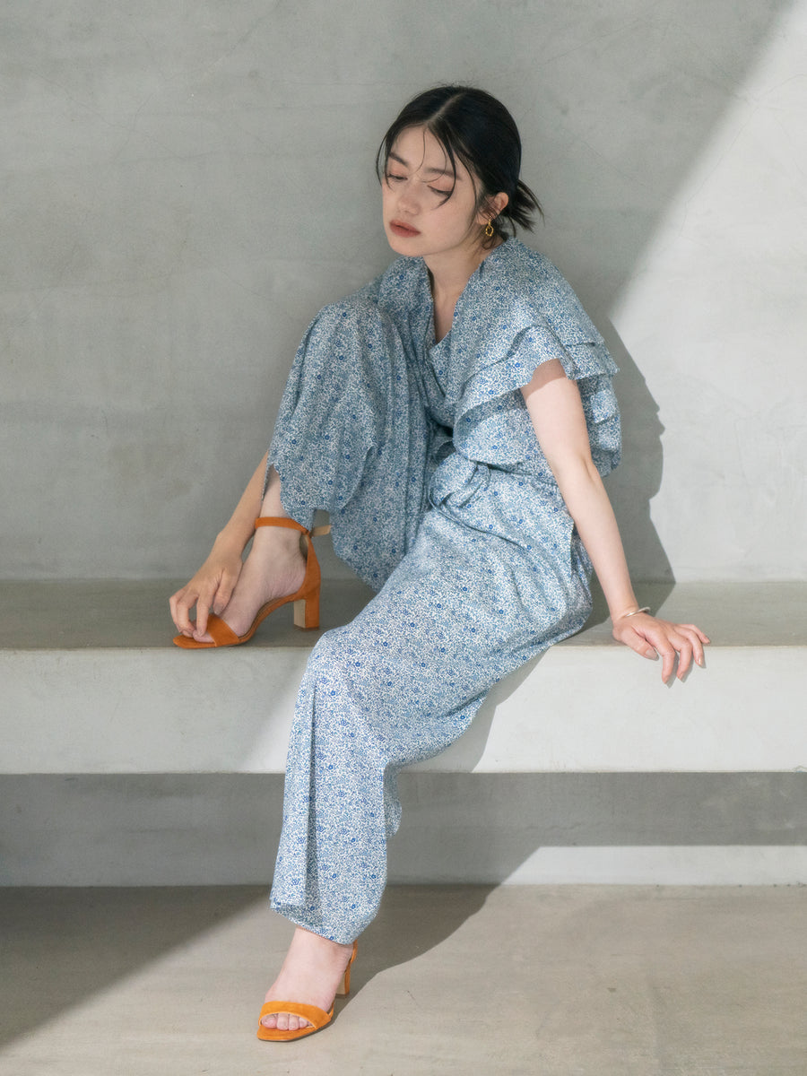 【COHINA MADE WITH LIBERTY FABRIC】リボンベルトイージーパンツ-short & regular　[通常]