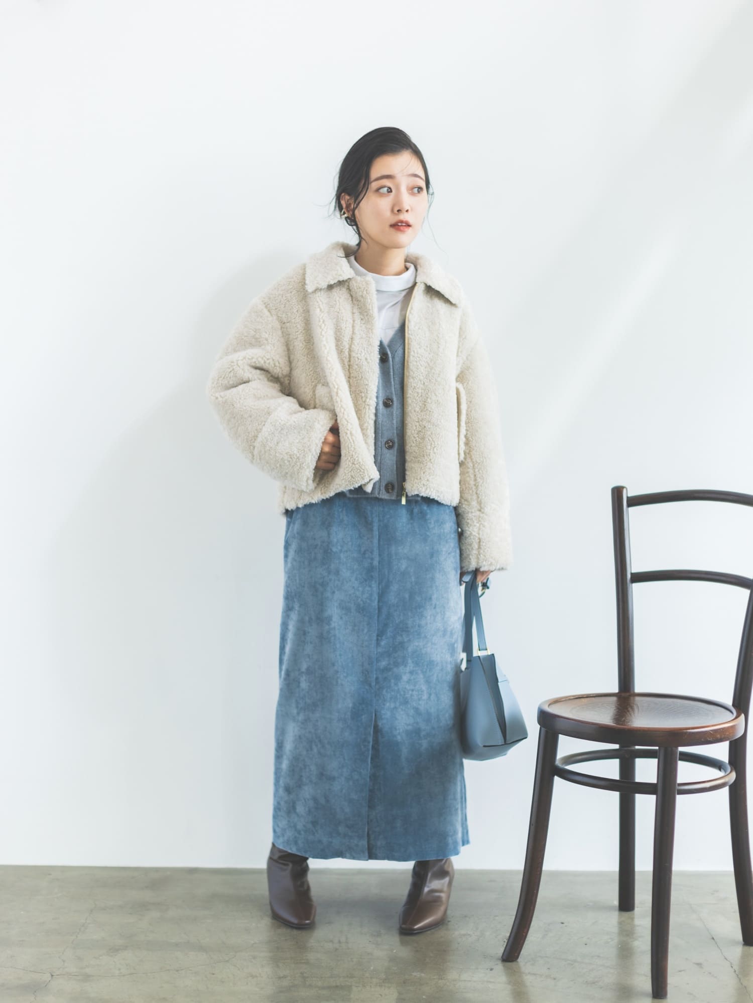 ステンカラーボアショートコート | 小柄・低身長女性向けファッション ステンカラーボアショートコート | 小柄・低身長女性向けファッション