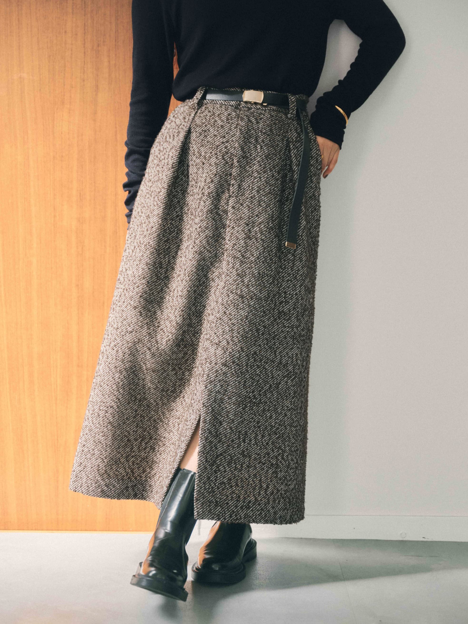 ネップツイードタックスカート | 小柄・低身長女性向けファッション