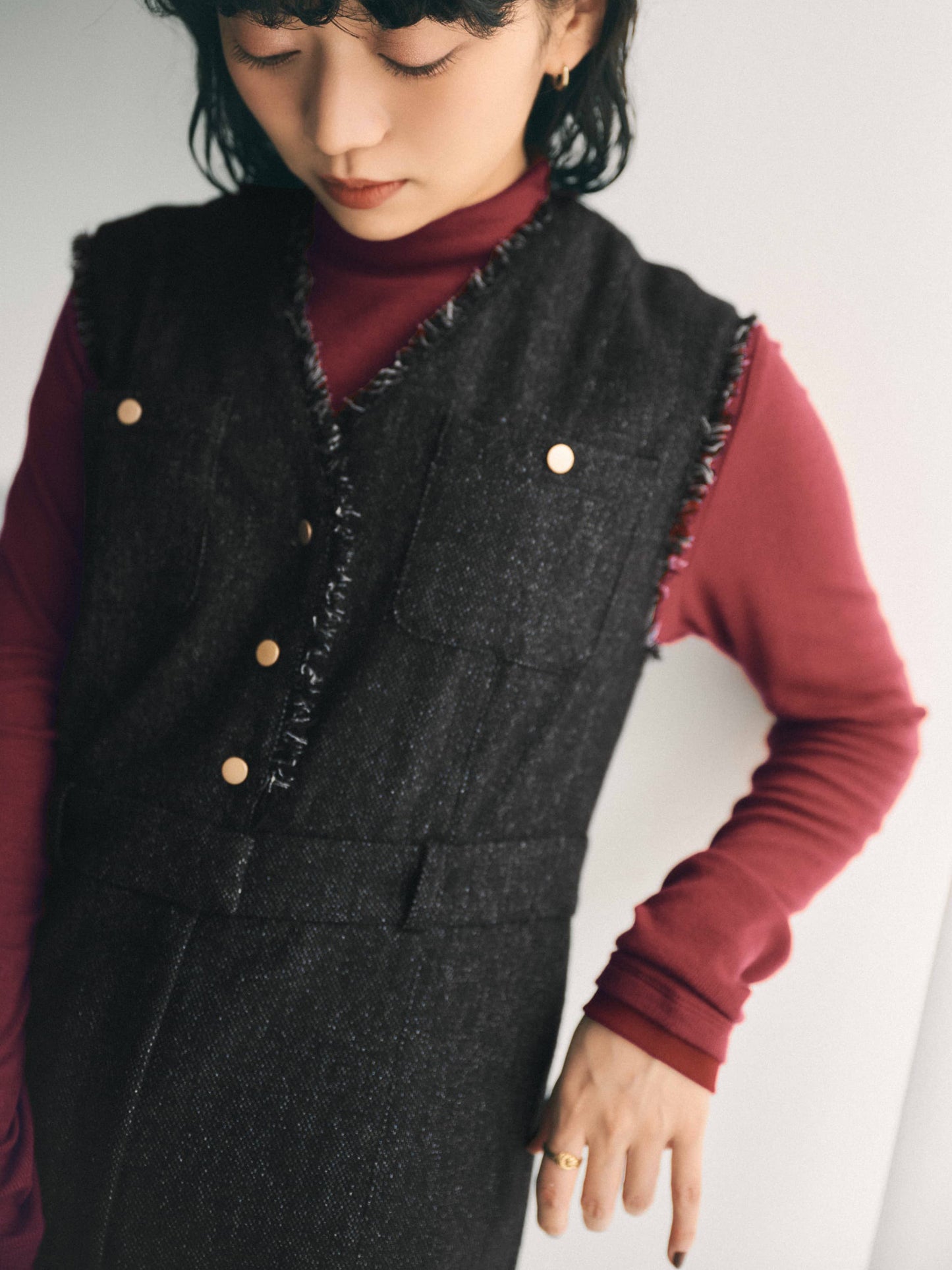 ウールツイードジャンパースカート-short & regular　[通常]