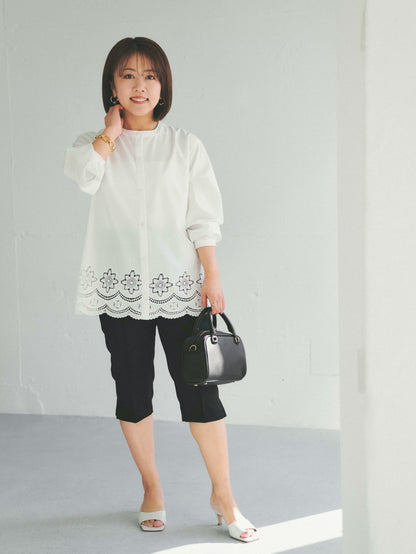 カットワークヘムブラウス　[通常]