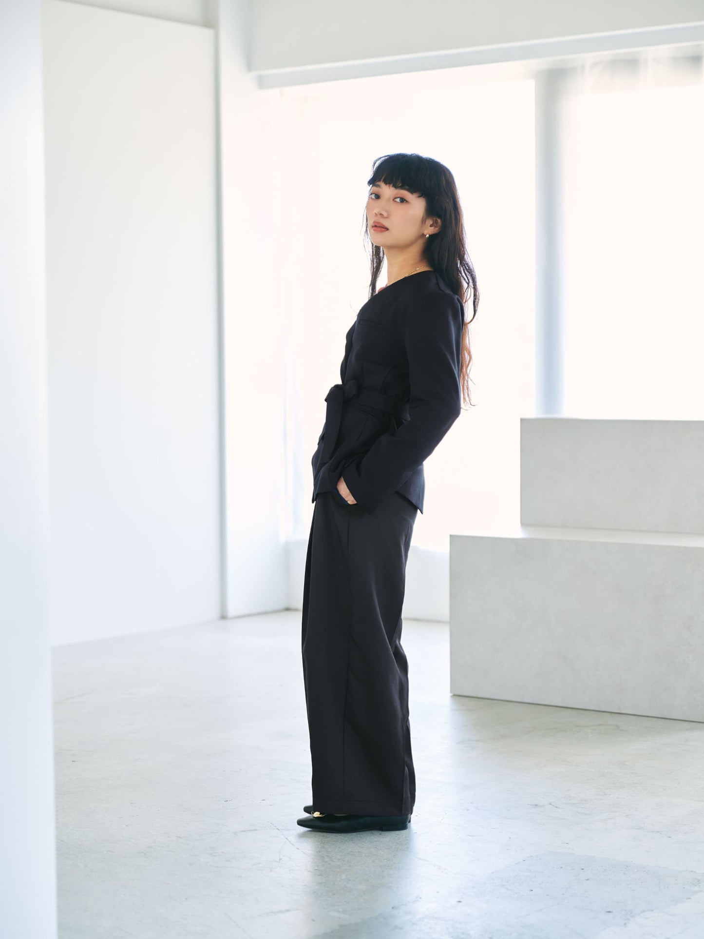 ブライトツイルタックワイドパンツ　[通常]