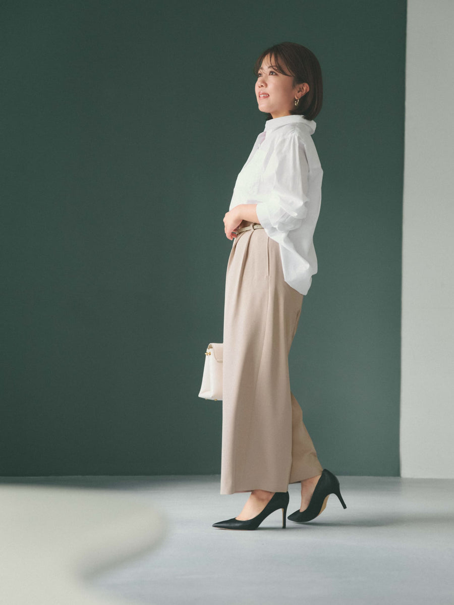 とろみツータックワイドパンツ-short & regular　[通常]