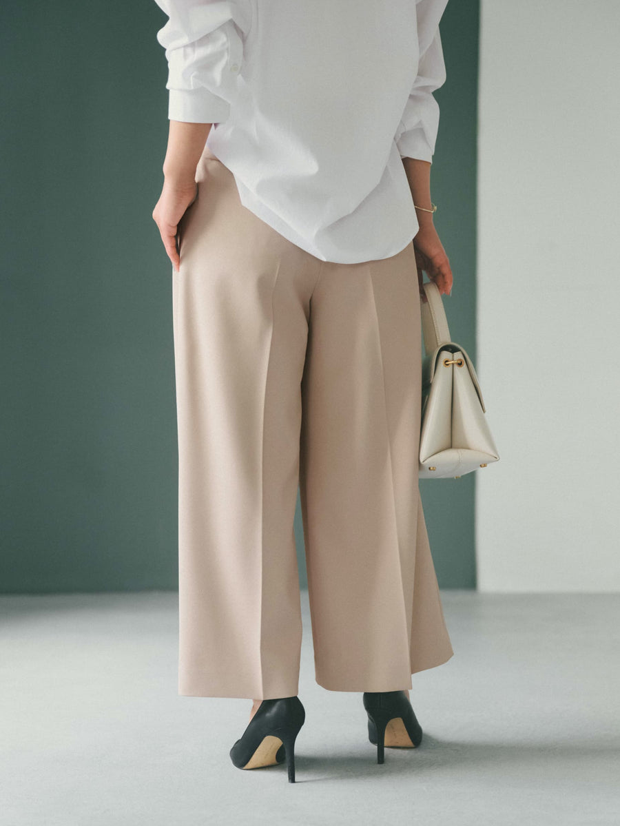 とろみツータックワイドパンツ-short & regular　[通常]