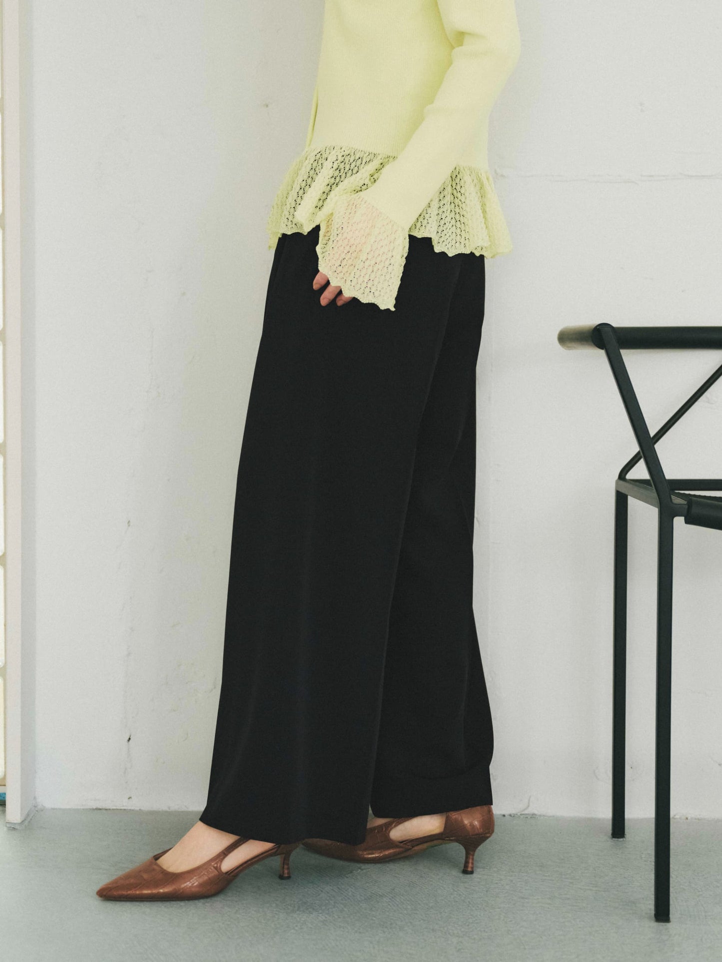 とろみツータックワイドパンツ-short & regular　[通常]