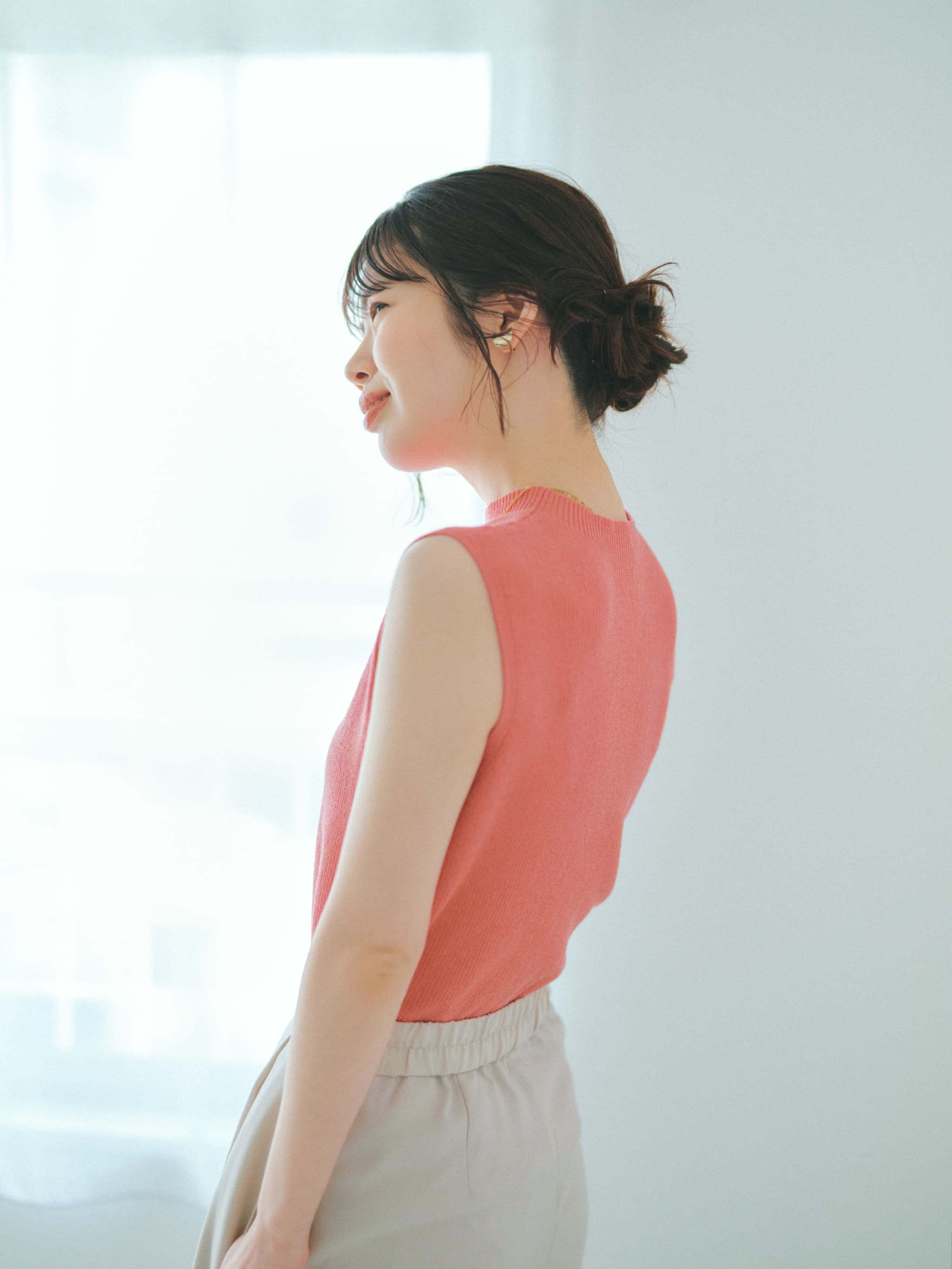 ベーシックサマーノースリーブニット | 小柄・低身長女性向け