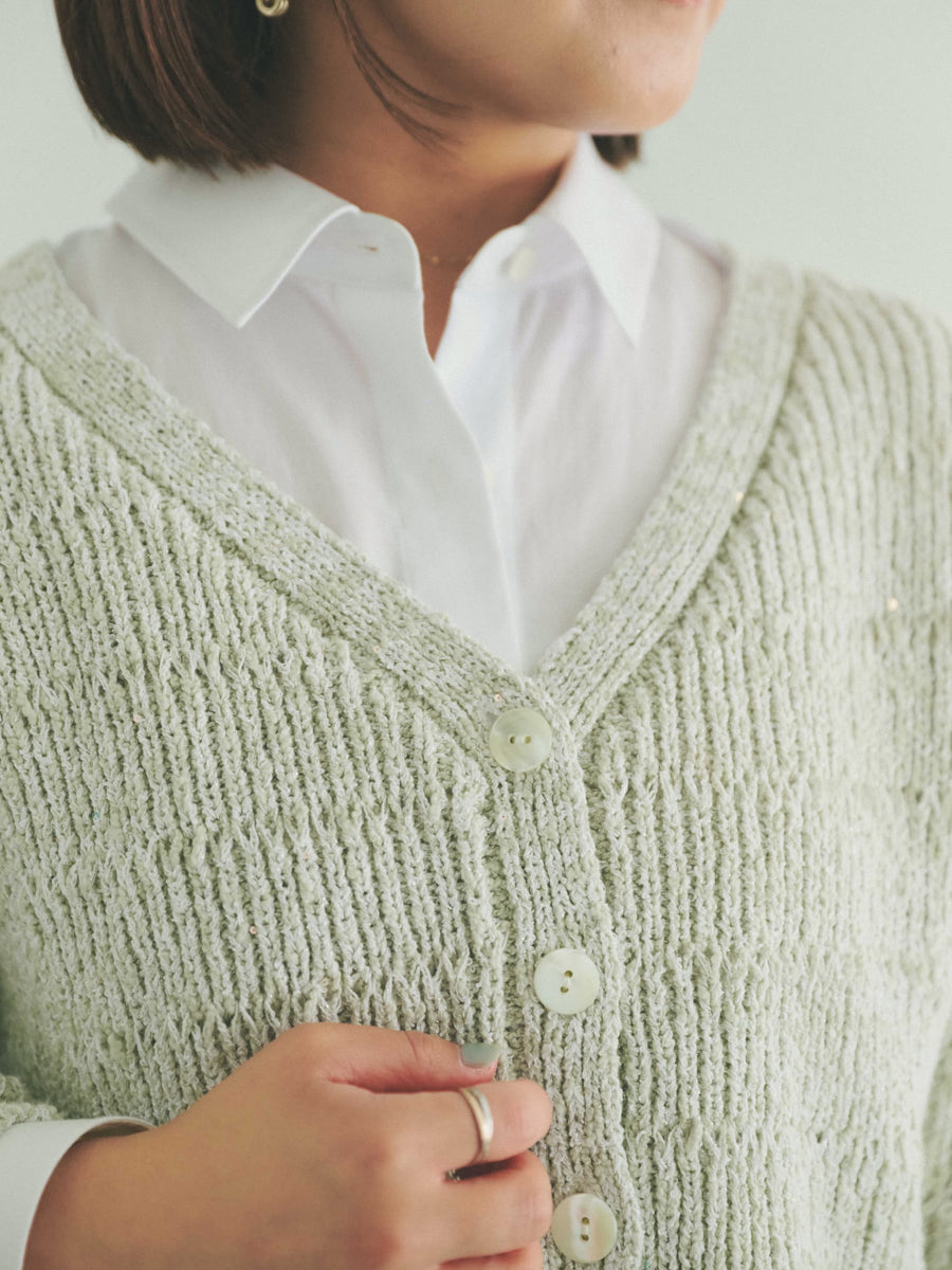 スラブミックススパンコールカーディガン　[通常]