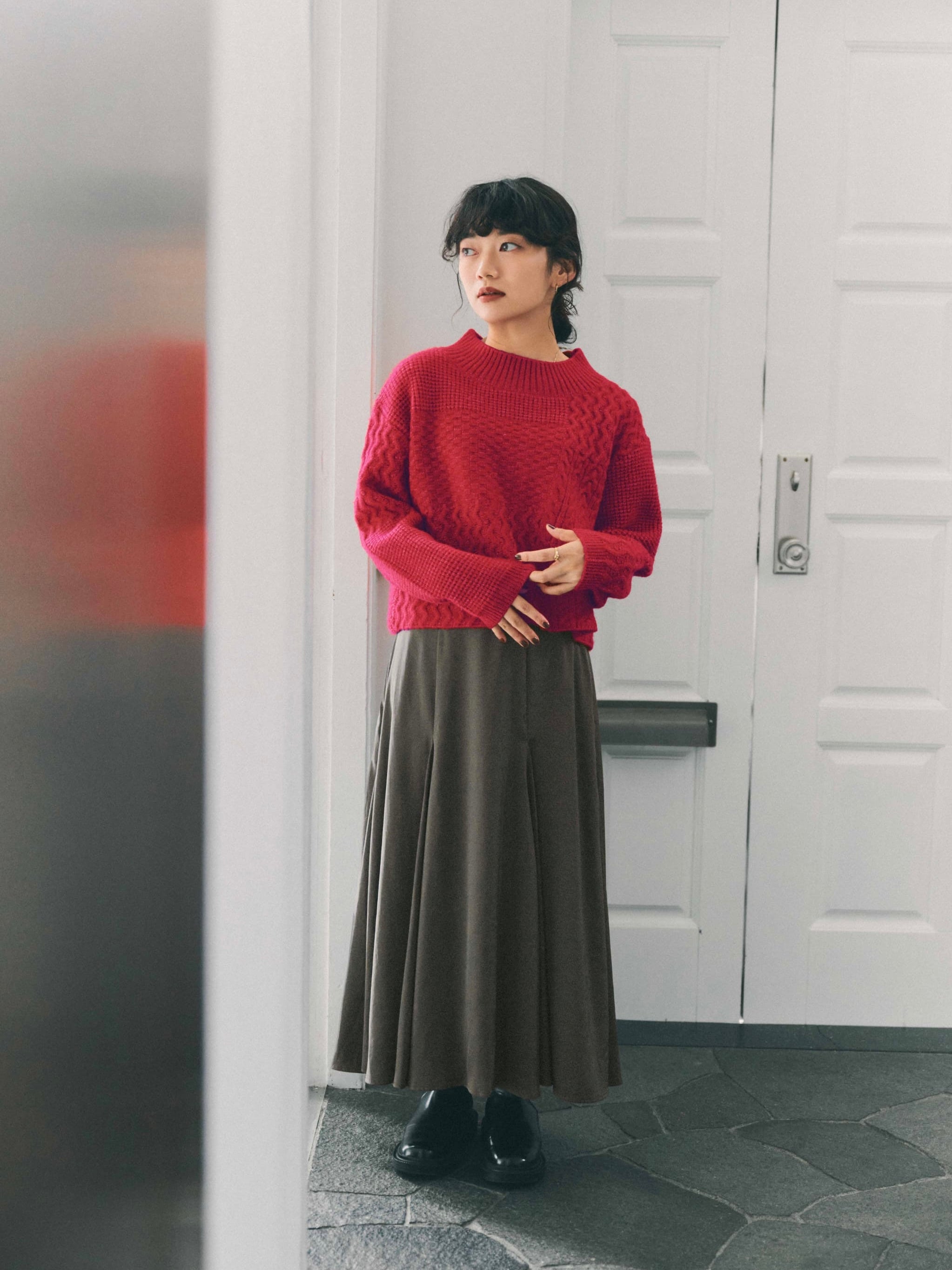 グロッシーボリュームフレアスカート | 小柄・低身長女性向け