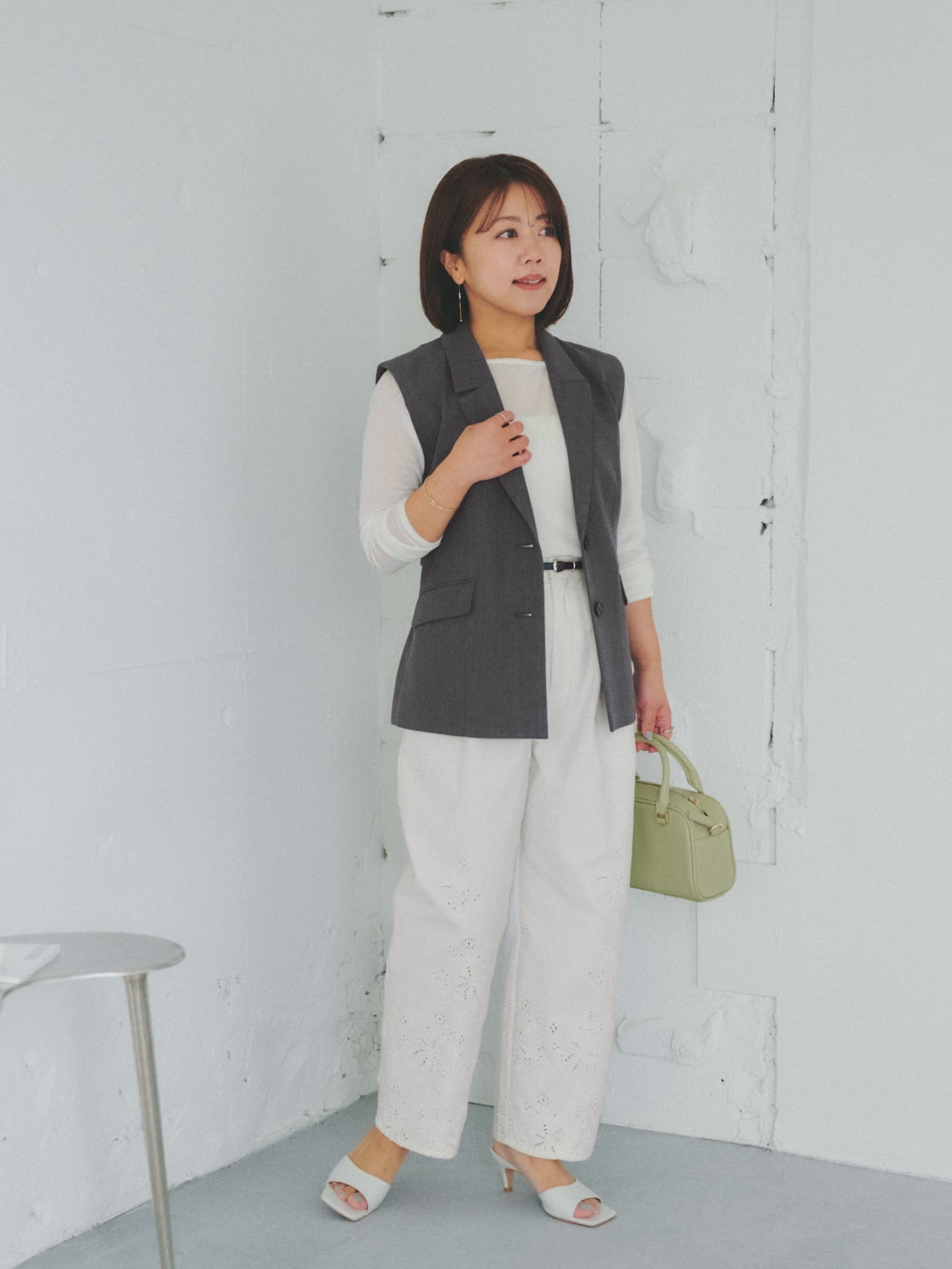 【新品】cohina エンブロイダリーカーブタックパンツ エンブロイダリーカーブタックパンツ-short & regular | 小柄・低身長
