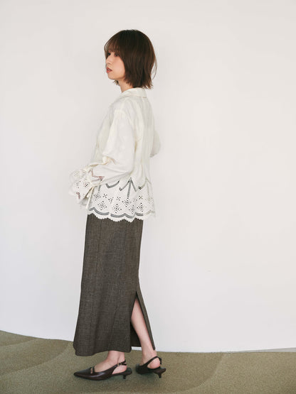 エンブロイダリーリボンスリーブブラウス　[通常]