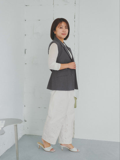 エンブロイダリーカーブタックパンツ-short & regular　[通常]