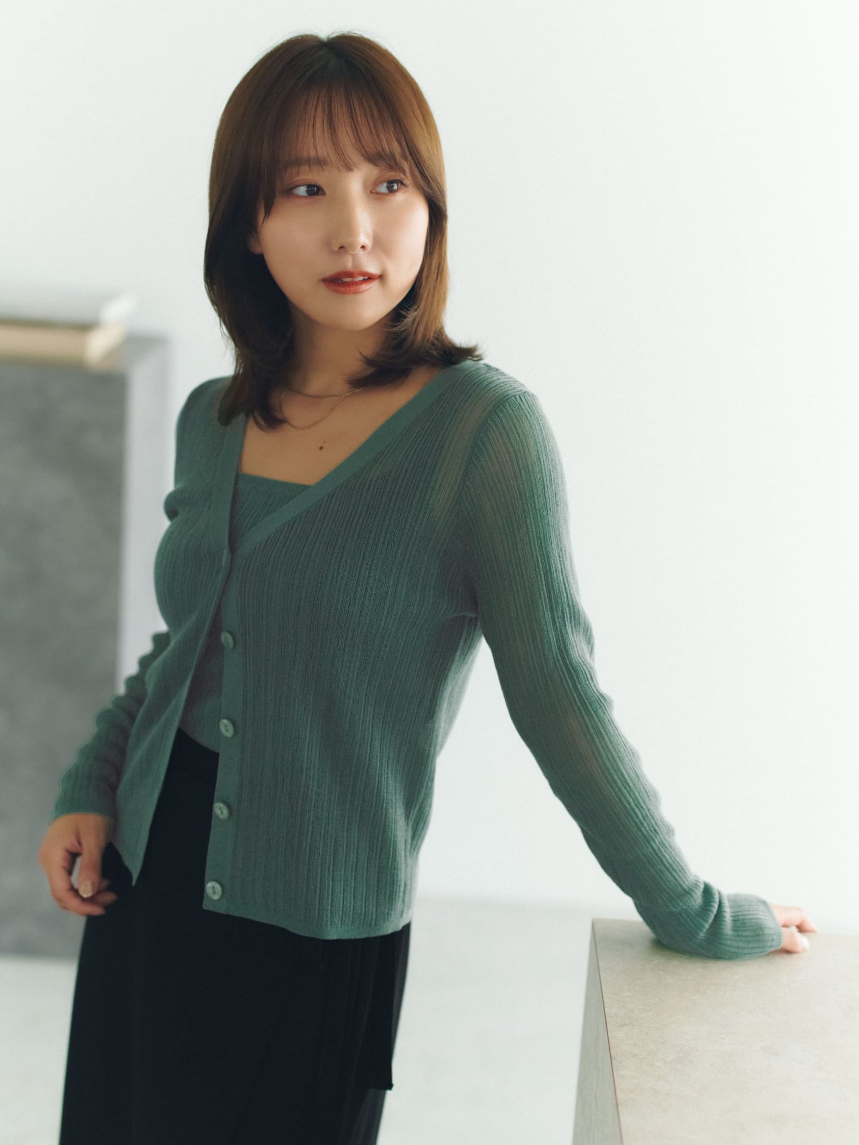 シアーランダムリブカーディガン | 小柄・低身長女性向けファッション