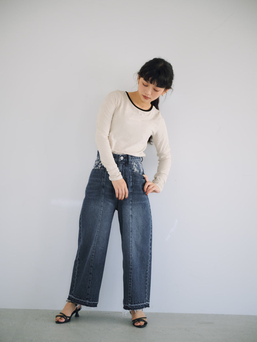 エンブロイダリーカーブデニム-short & regular　[通常]