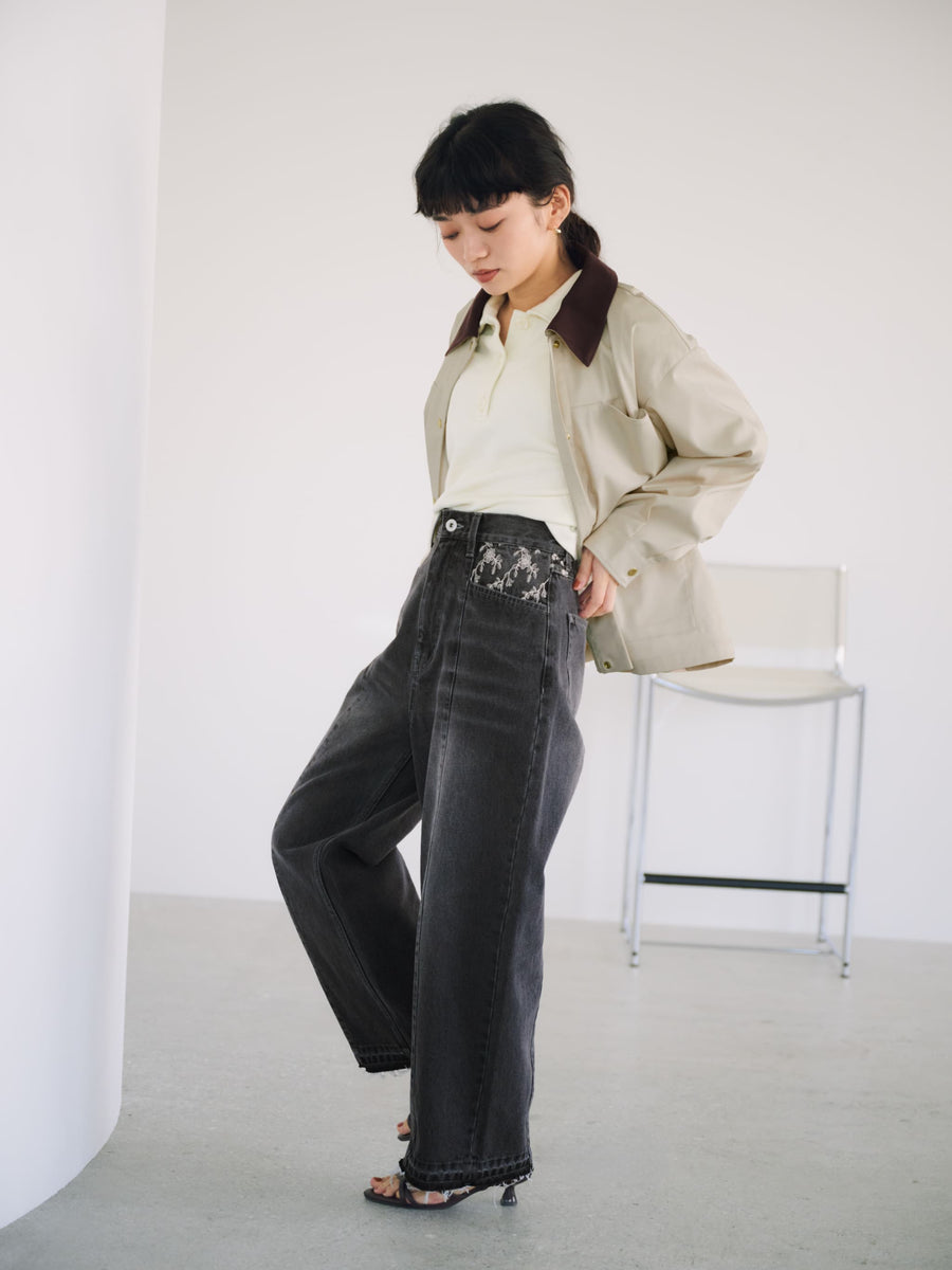 エンブロイダリーカーブデニム-short & regular　[通常]