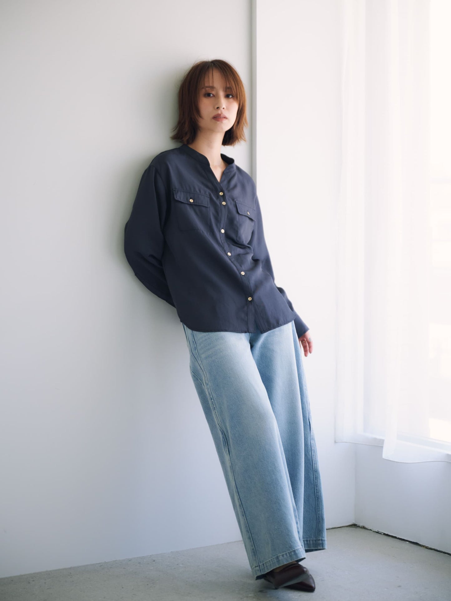 ブライトツイルダブルポケットシャツ　[通常]