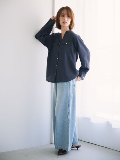 ブライトツイルダブルポケットシャツ　[通常]