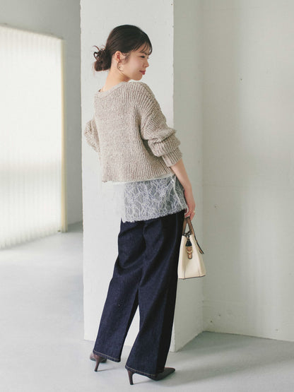 スラブミックススパンコールカーディガン　[通常]