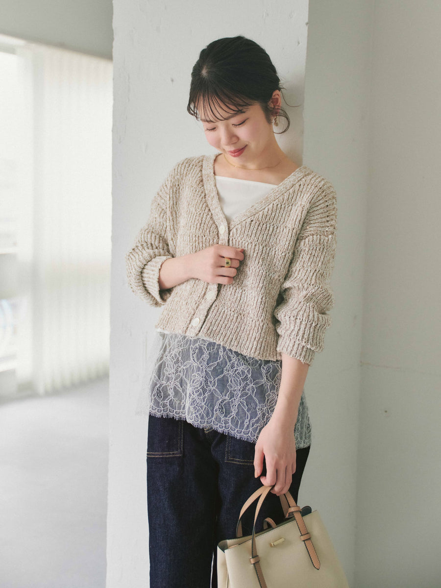 スラブミックススパンコールカーディガン　[通常]