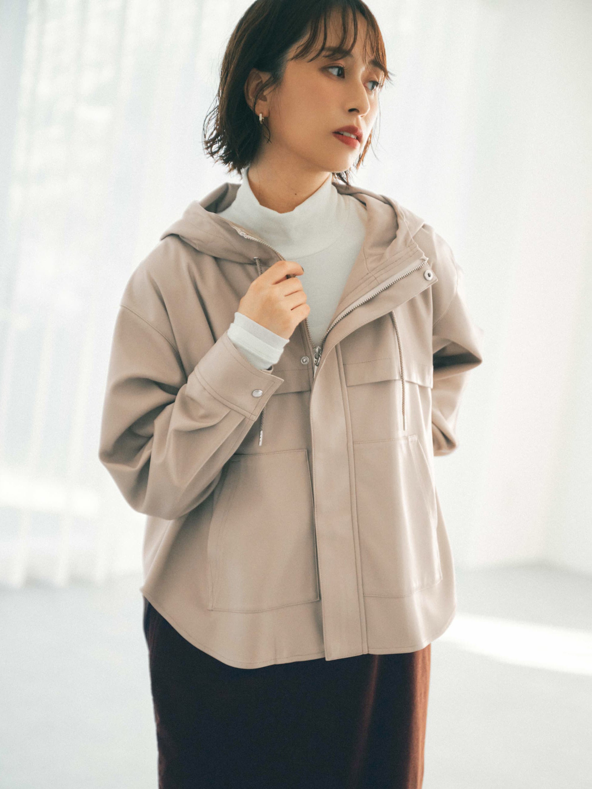 STRATA エストラータ エアリー ループ ミドルコート ショートコート リーラ エアリーウールショートコート（M5B04252＿＿