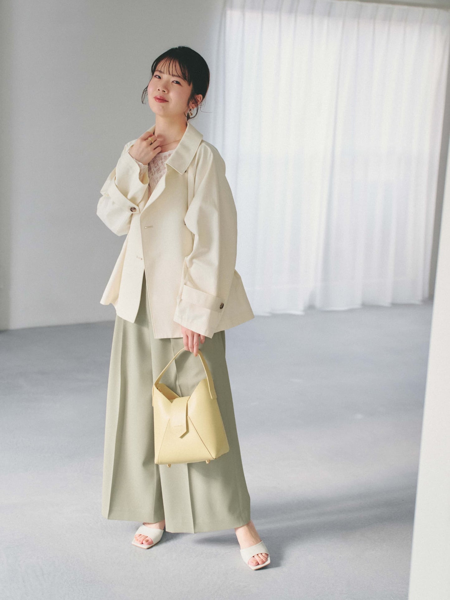 とろみツータックワイドパンツ-short & regular　[通常]