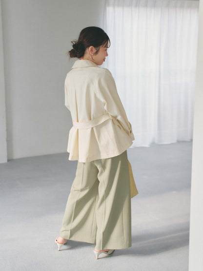 とろみツータックワイドパンツ-short & regular　[通常]