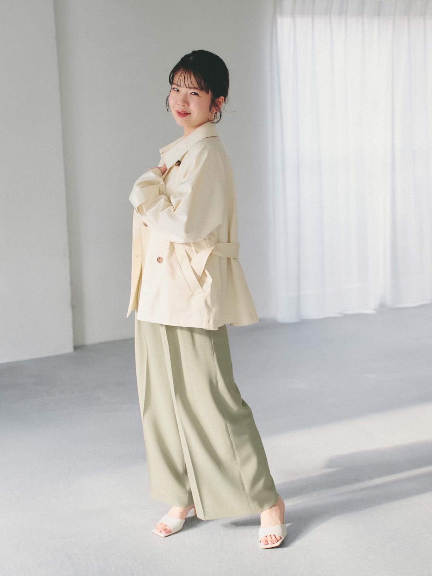 とろみツータックワイドパンツ-short & regular　[通常]