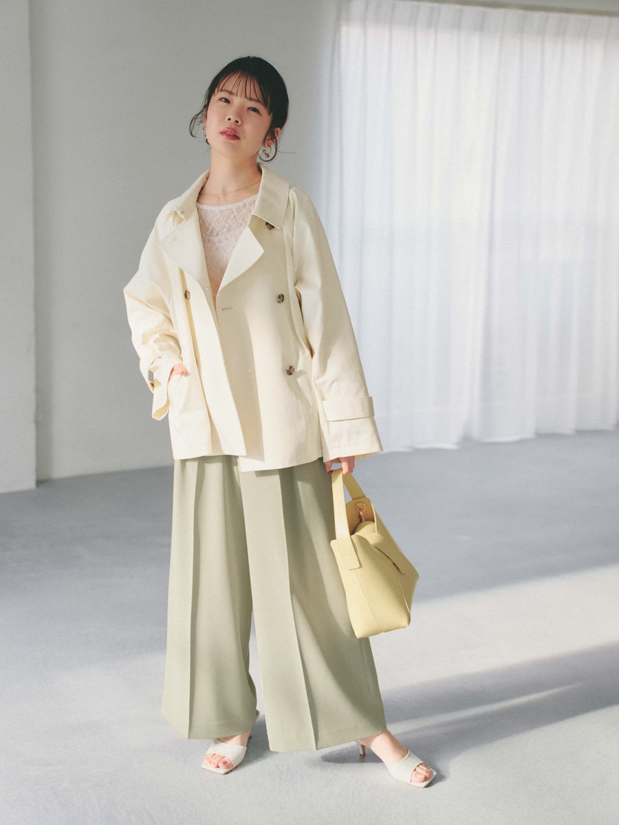 とろみツータックワイドパンツ-short & regular　[通常]