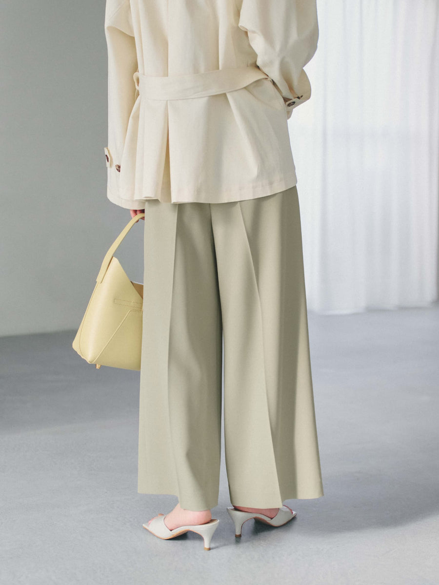 とろみツータックワイドパンツ-short & regular　[通常]
