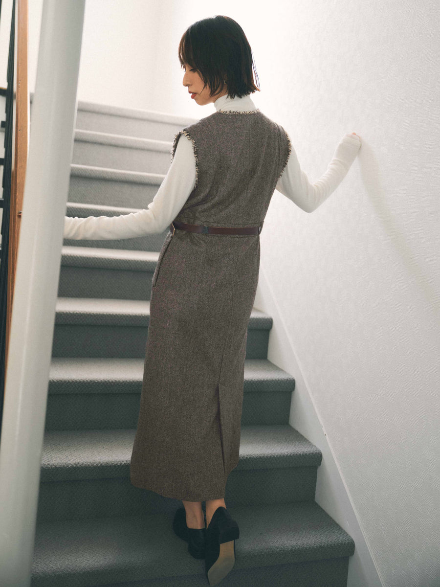 ウールツイードジャンパースカート-short & regular　[通常]
