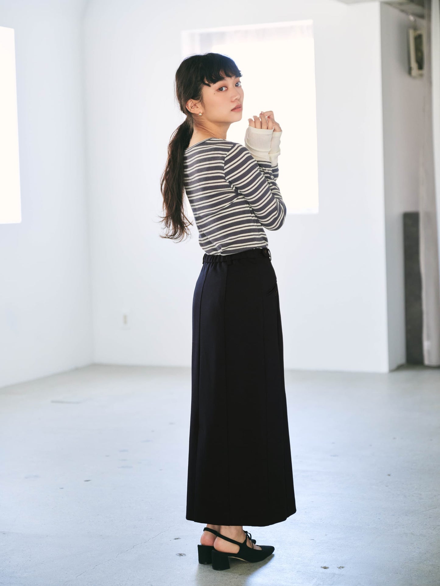 ナローベルトポケットデザインスカート　[通常]