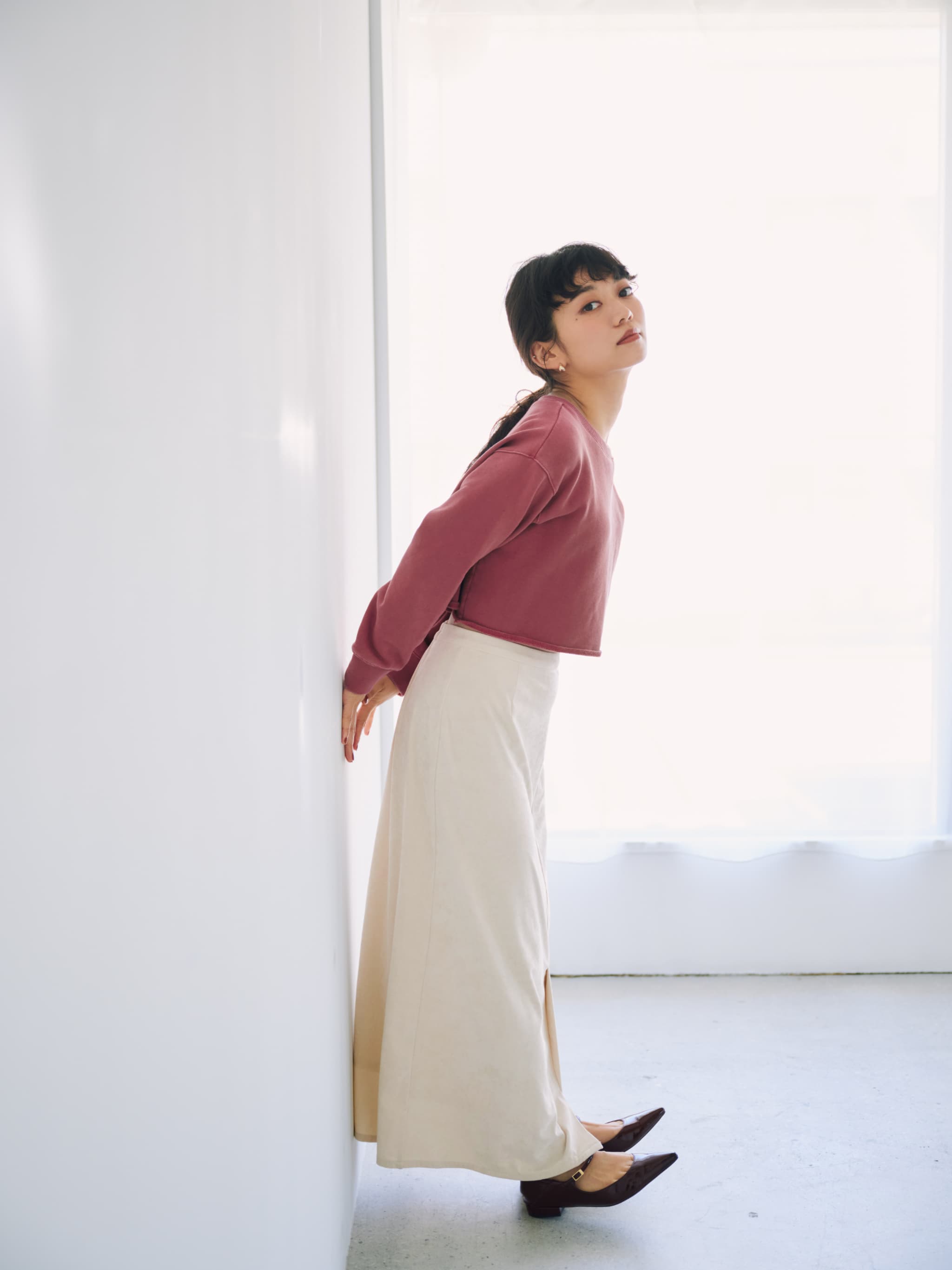 STRATA / 25AW/トリアセベロアナロースカート/ロングスカート/regular/ベロア/BRW/SHH0013 トリアセベロアナロースカート-short & regular | 小柄・低身長女性