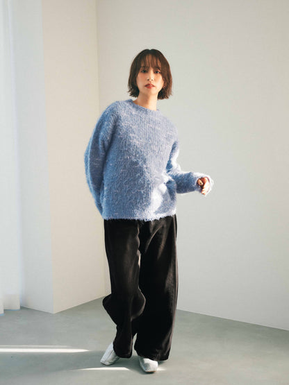 カスリ柄あぜ編みニット　[通常]