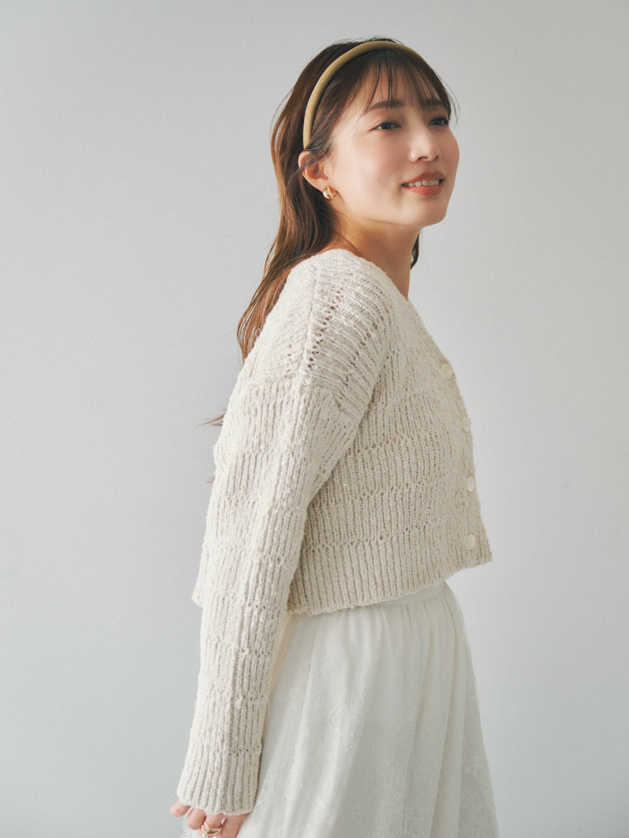 スラブミックススパンコールカーディガン　[通常]