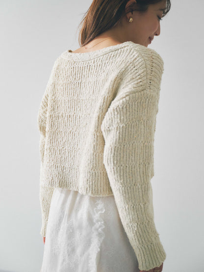 スラブミックススパンコールカーディガン　[通常]