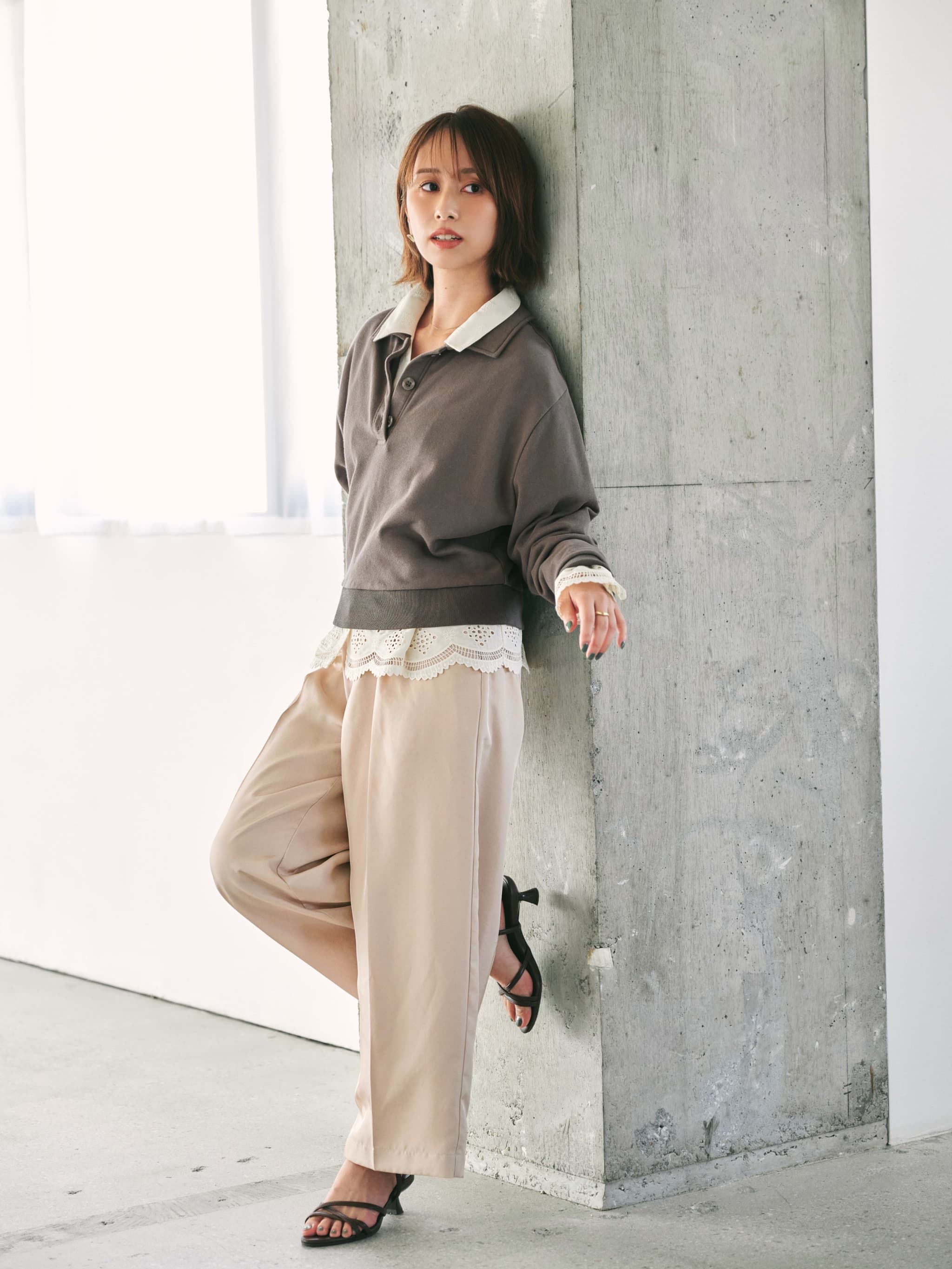 スキッパースウェットプルオーバー | 小柄・低身長女性向け