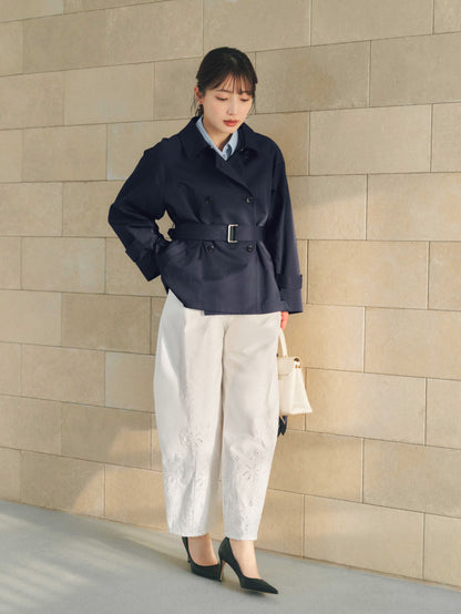 エンブロイダリーカーブタックパンツ-short & regular　[通常]