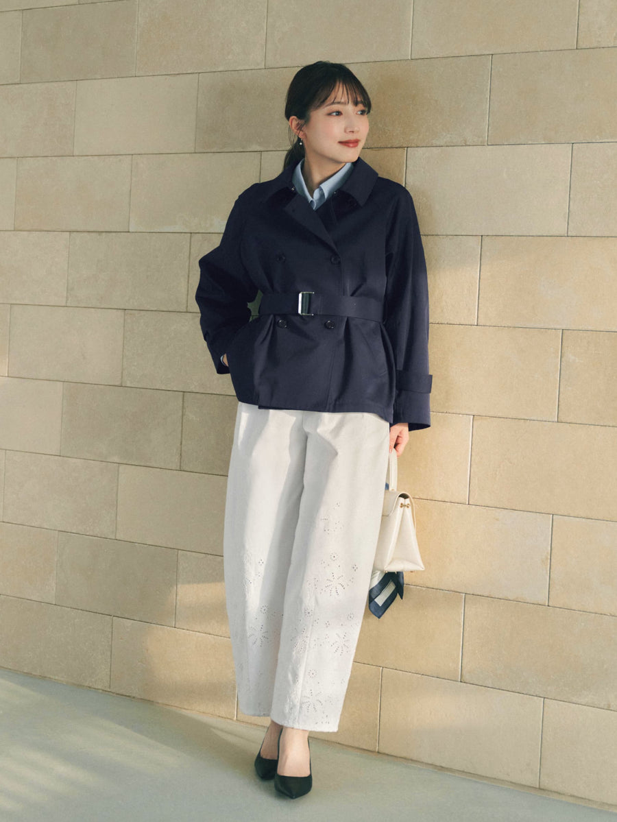 エンブロイダリーカーブタックパンツ-short & regular　[通常]