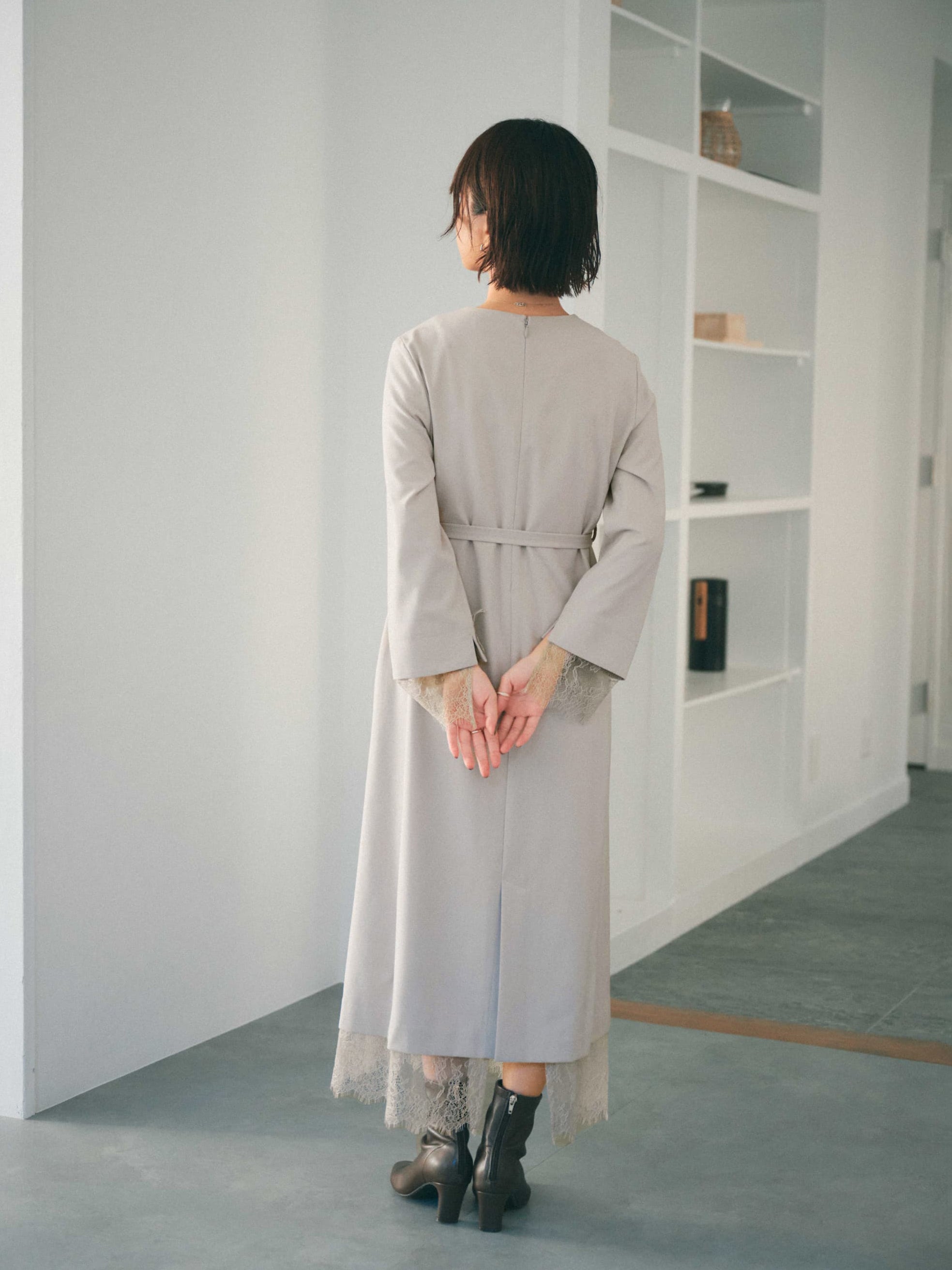 STRATA エストラータ レースドッキングキャミセットワンピース グレー レースドッキングキャミセットワンピース | 小柄・低身長女性向け