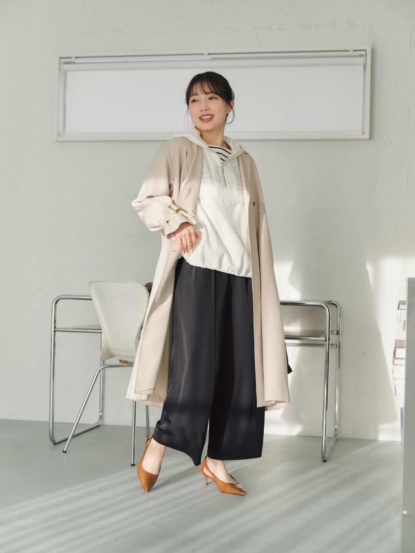 とろみツータックワイドパンツ-short & regular　[通常]