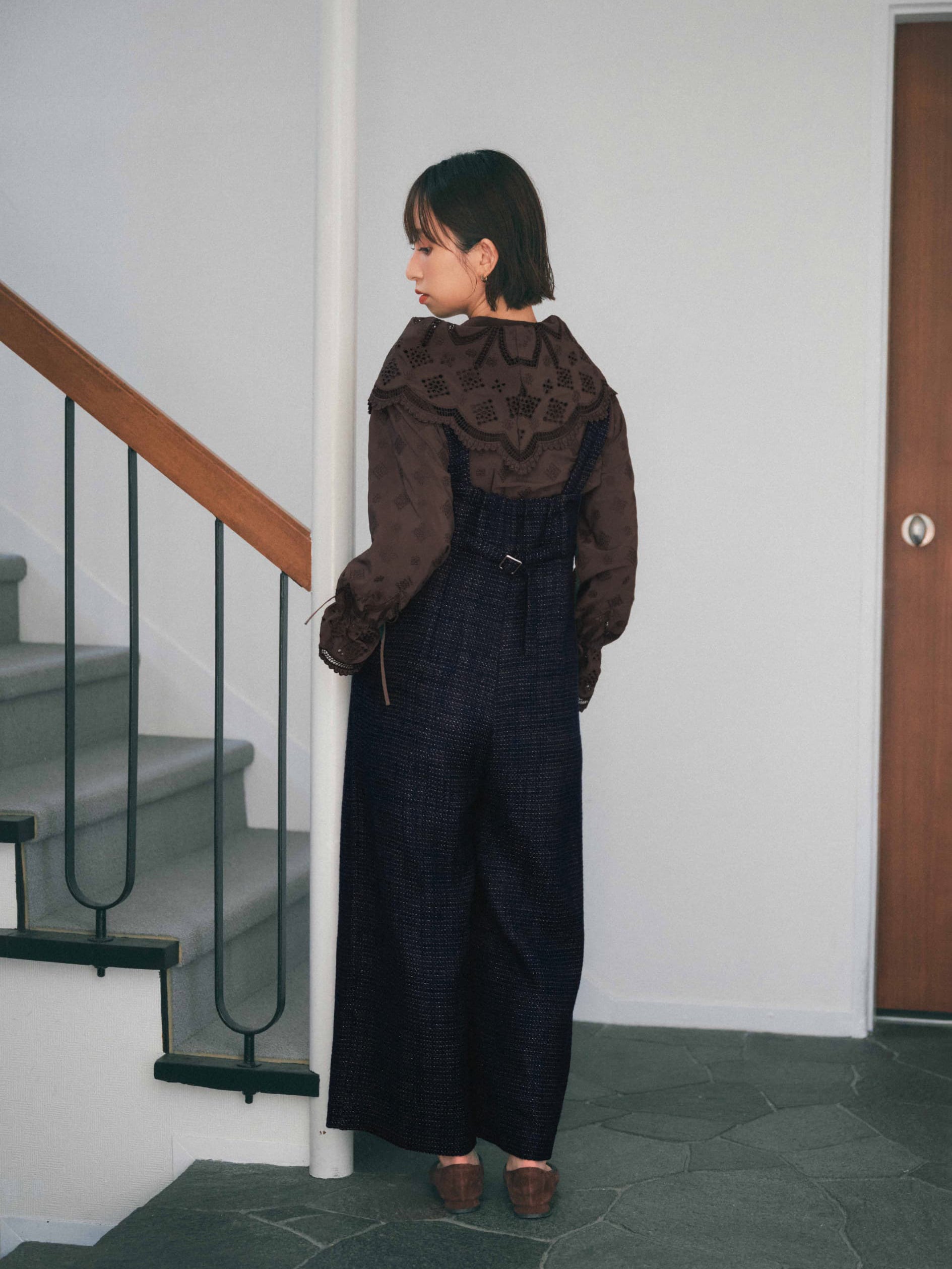 ラメミックスツイードサロペット | 小柄・低身長女性向けファッション